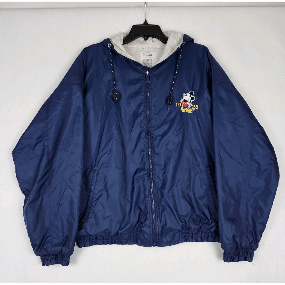 Vintage Disney Store Mickey Mouse Winbreaker Jacket Mens XL Navy Blue Full Zip
